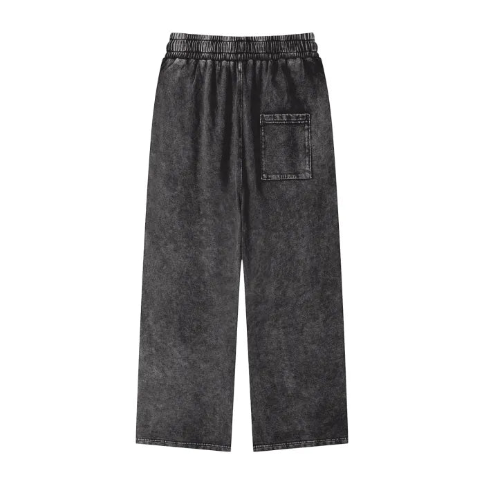 Acid Wash Straight Leg Pants - Apocalyptic Collection (Black)