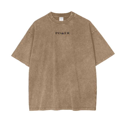 Acid Wash Oversize T-Shirt - Simple Collection (Light Brown)