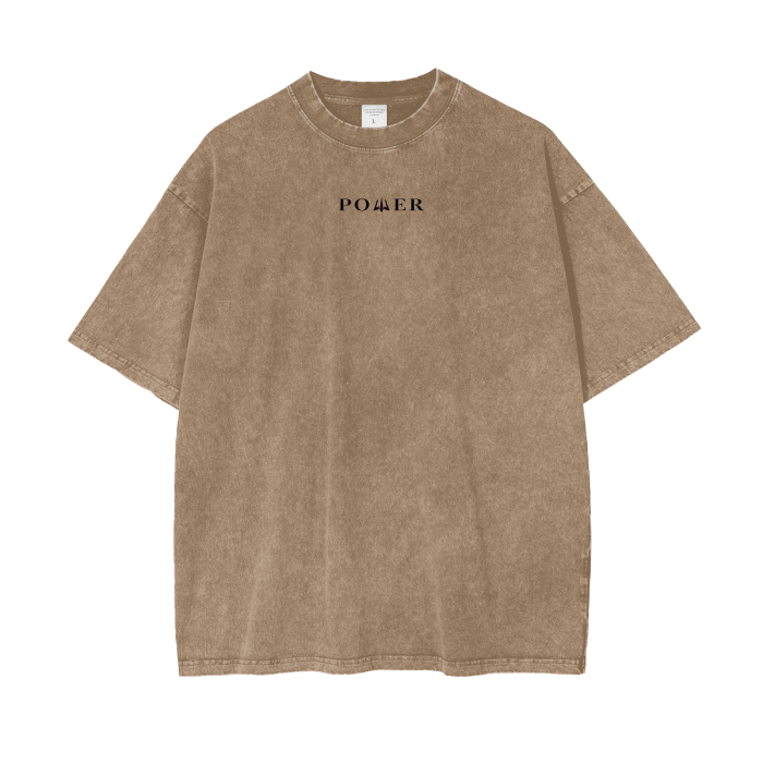 Acid Wash Oversized T-Shirt - PWR Collection (Light Brown)