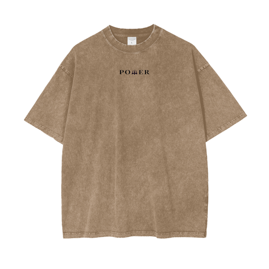 Acid Wash Oversized T-Shirt - PWR Collection (Light Brown)