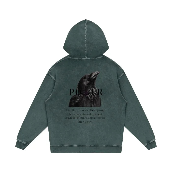 Acid Wash Oversize Hoodie - Raven Collection (Dark Green)