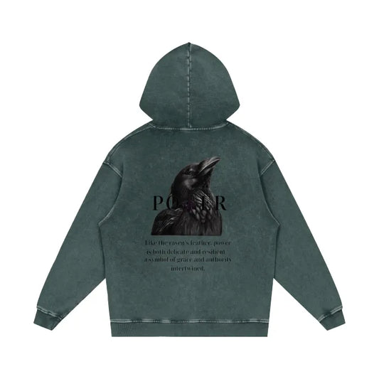 Acid Wash Oversize Hoodie - Raven Collection (Dark Green)