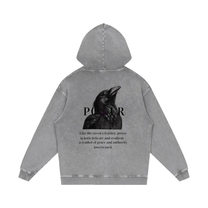 Acid Wash Oversize Hoodie - Raven Collection (Light Gray)